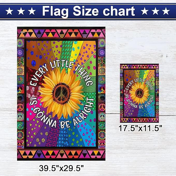 FLAGWIX Flags - Hippie Sunflower. Every Little Thing Gonna Be Alright Flag, House Flag (29.5" x 39.5") - USA House Garden Flags Premium Polyester-Decorative Outdoor Flags by GreenHaven Gardens