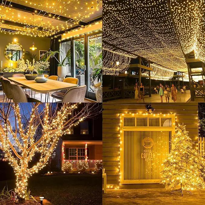 KNONEW 600ft 1500 LED Christmas String Lights Outdoor Green Wire 8 Modes & Timer Fairy Light Plug in Waterproof Patio Lights for Xmas Yard Tree Wedding Party Holiday Decorations (Warm White) by GreenHaven Gardens
