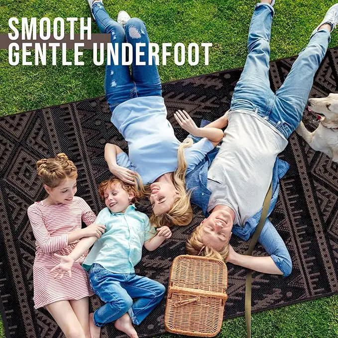 OLANLY Outdoor Rug Waterproof 8x10 ft, Reversible Outdoor Plastic Straw Rug, Boho Patio Rug, Indoor Outdoor Carpet, RV Mat Outside for Patio, Camp, Picnic, Balcony, Deck, Backyard, Black & Brown by GreenHaven Gardens