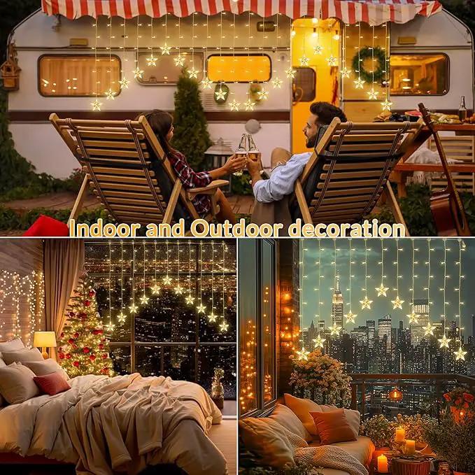 YOUNGAR Stars Icicle Lights, Stars Curtain Lights,11.5ft 118LED Hanging for Home Bedroom Ceiling, Warm White Lights Decor for Wall Indoor, Outdoor, Party, Garden Christmas by GreenHaven Gardens