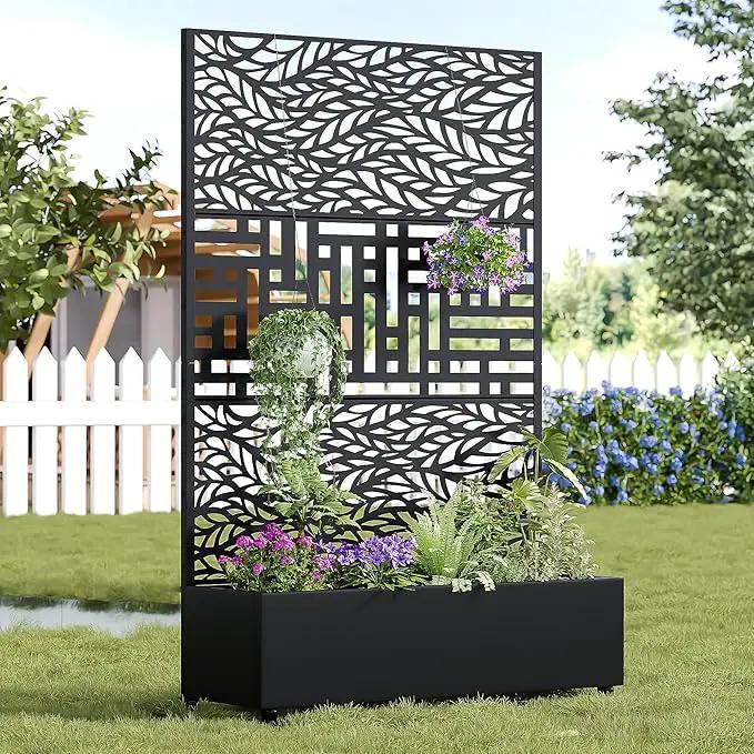 Casaphoria Metal Raised Garden Bed with Trellis and Wheels, 72"x47"x16" Planter Box for Climbing Plants, Vegetables & Vines, Features Drainage Holes and Privacy Screen, Black(Spring&Helen) by GreenHaven Gardens