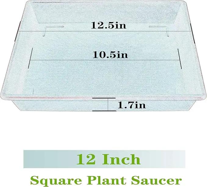 Square Plant Saucer 12 Inch 5 Pack, Plant Stand Plant Trays for Pots Heavy Duty Plastic Plant Saucers for Indoors Outdoors, Flower Pot No Holes Plant Lover Gardening Gifts by GreenHaven Gardens