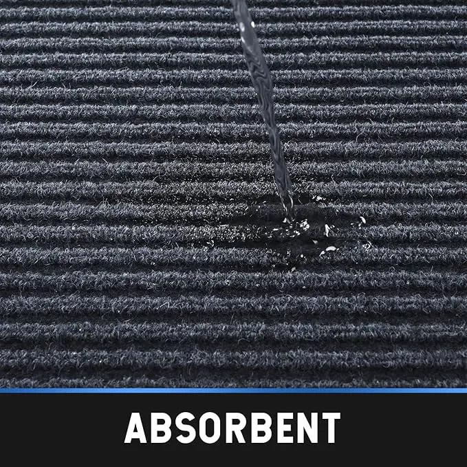 fani 2 PCS Heavy Duty Large Outdoor Indoor Entrance Doormat Grey Waterproof Low Profile Entrance Rug Front Door Mat Patio Anti-Skid Rubber Back, 35x60 inch (Grey) by GreenHaven Gardens