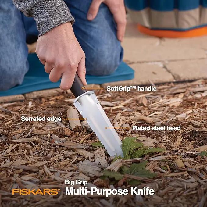 Fiskars Steel Garden Knife, Multi-Purpose Weed Puller Gardening Tool for Planting, Weeding, Digging, and Cultivating with Hanging Hole by GreenHaven Gardens