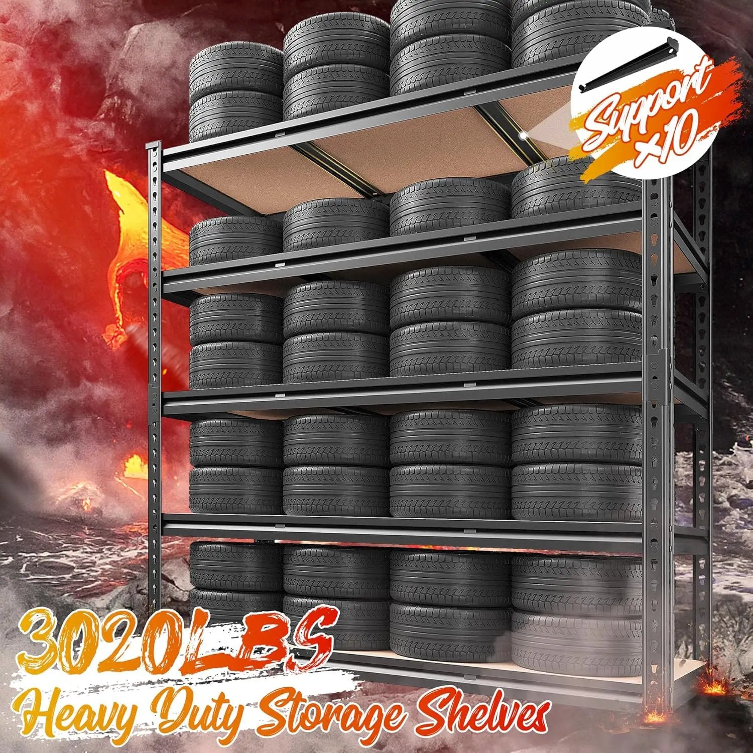 REIBII 48" W Garage Shelving Heavy Duty 3020LBS Storage Shelves 5 Tier Heavy Duty Shelving Adjustable Garage Shelves for Basement, Warehouse, Commercial, Easy Assemble, 48" W x 72" H x 24" D by GreenHaven Gardens