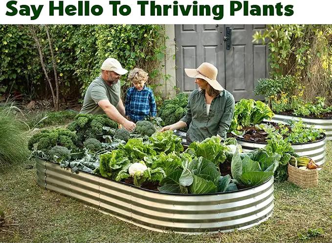 Galvanized Raised Garden Beds Outdoor // 8×4×1 ft Planter Raised Beds for Gardening, Vegetables, Flowers // Large Metal Garden Box // Patented Tool-Free Design (Silver) by GreenHaven Gardens