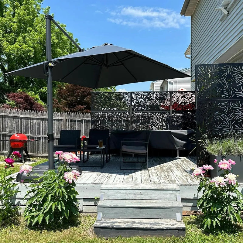 PURPLE LEAF 9 Feet Patio Umbrella Outdoor Cantilever Square Umbrella Aluminum Offset Umbrella with 360-degree Rotation for Garden Deck Pool Patio, Grey by GreenHaven Gardens