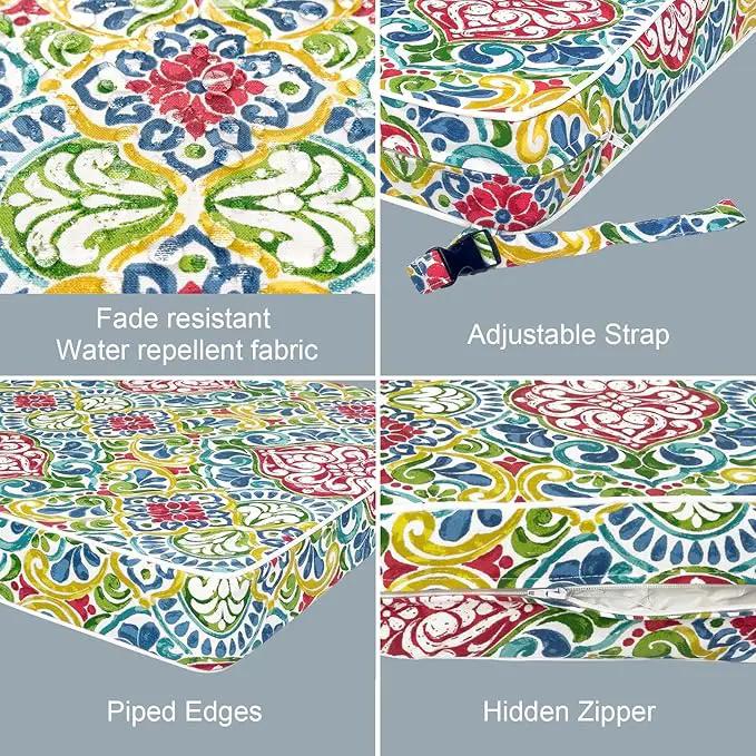 LVTXIII Patio Chair Cushions 22"x22"x3", Water-Repellent Outdoor Seat Cushions for Patio Furniture, Square Chair Pads with Ties for Home Garden Decoration, Set of 2, Damask Red by GreenHaven Gardens