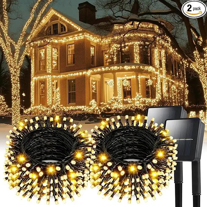 Solar String Lights for Outside, 2 Pack 240 Led Solar Christmas Lights Outdoor Waterproof 82ft Solar Fairy Lights 8 Lighting Mode Solar String Lights Idea for Garden,Courtyards,Trees(Warm White) by GreenHaven Gardens