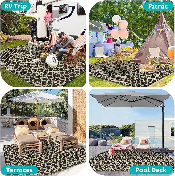 HEBE Outdoor Rug Waterproof 9x12, Reversible Plastic Straw Rug RV Camping Rug, Indoor Outdoor Patio Mat Clearance, Outside Carpet for Porch,Deck,Camper,Balcony,Backyard,Picnic by GreenHaven Gardens