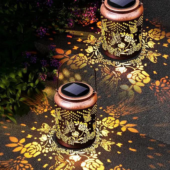 Hyriony Butterfly Solar Lanterns Outdoor Waterproof Metal Hanging Lights, Garden Decor Gifts for Women, Mom, Grandma Solar Decorations for Yard, Patio, Backyard, Porch, Lawn, Walkway, Tabletop by GreenHaven Gardens