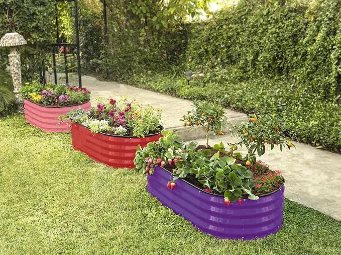 Galvanized Raised Garden Beds Outdoor // 4×2×1 ft (2-Pack) Planter Raised Beds for Gardening, Vegetables, Flowers // Large Metal Garden Box (Pink) // Patented Tool-Free Design by GreenHaven Gardens