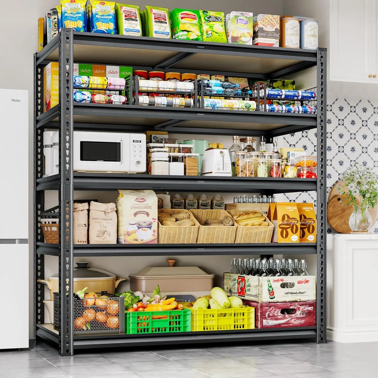 72" H Storage Shelves Heavy Duty, 2200LBS Garage Shelving, 5 Tier Metal Shelving Unit Adjustable Garage Shelves Utility Rack Shelf for Storage Warehouse Pantry Closet,40" W × 20" D × 72" H, Black by GreenHaven Gardens