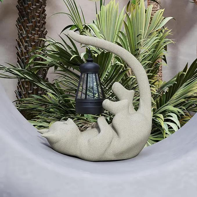 Solar Cat Garden Statue 10 Inch Porch Patio Decor for Outside Yard Decoration Outdoor Unique Housewarming Gardening Birthday Gifts for Cat Lovers Women Grandma by GreenHaven Gardens