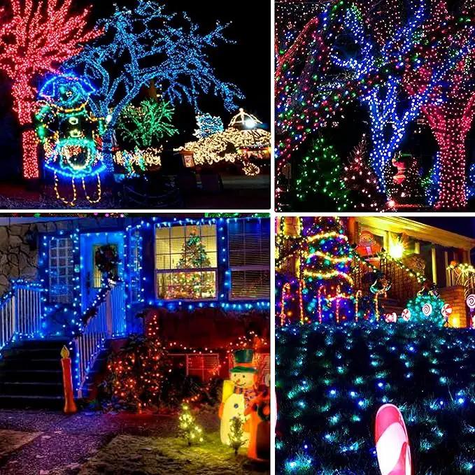 Dazzle Bright Christmas String Lights, Connectable Waterproof String Lights Green Wire with 8 Modes, Christmas Decorations for Indoor Yard Garden (Blue, 300 LED) by GreenHaven Gardens
