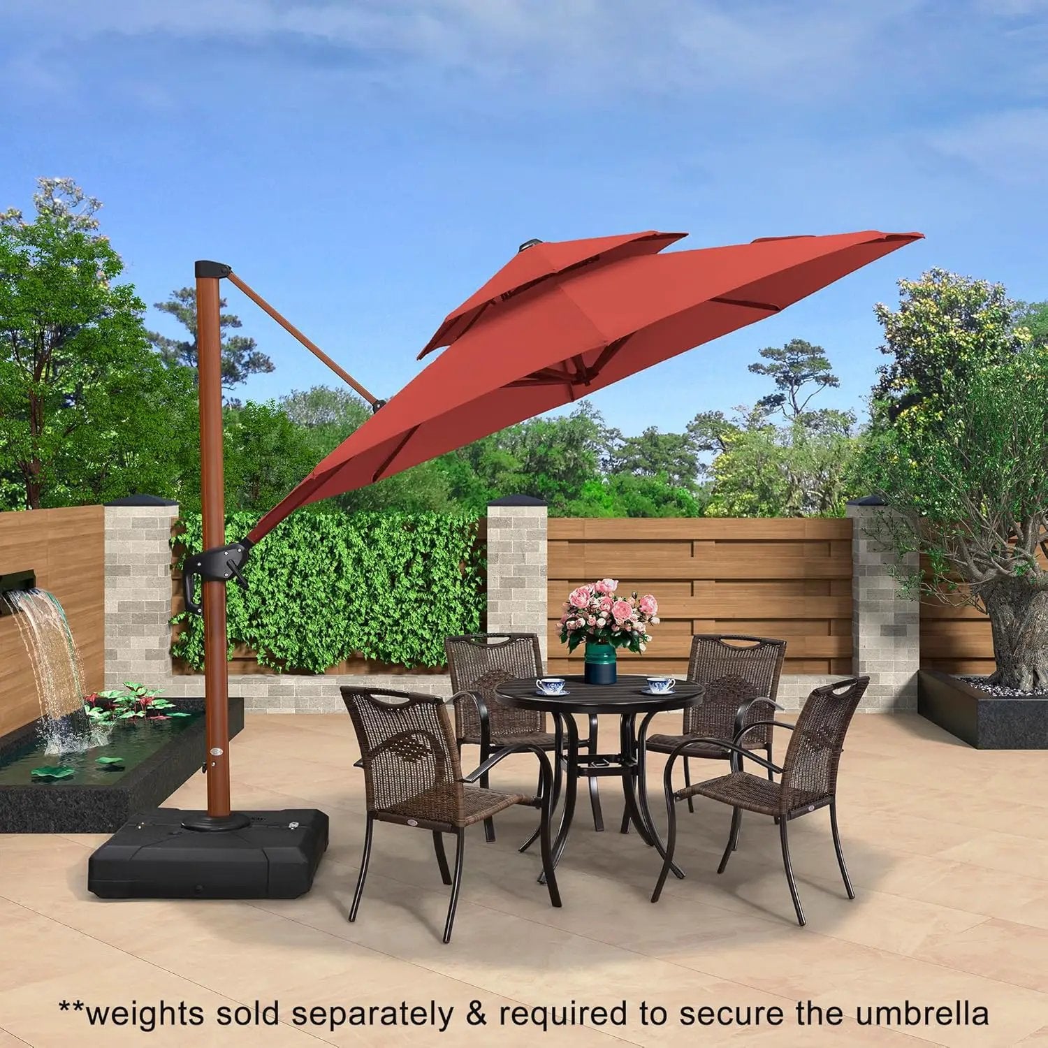 PURPLE LEAF 10ft Patio Umbrella Outdoor Round Umbrellas Large Cantilever Umbrella Windproof Offset Umbrellas Heavy Duty Sun Umbrella for Garden Deck Pool Patio, Brick Red by GreenHaven Gardens