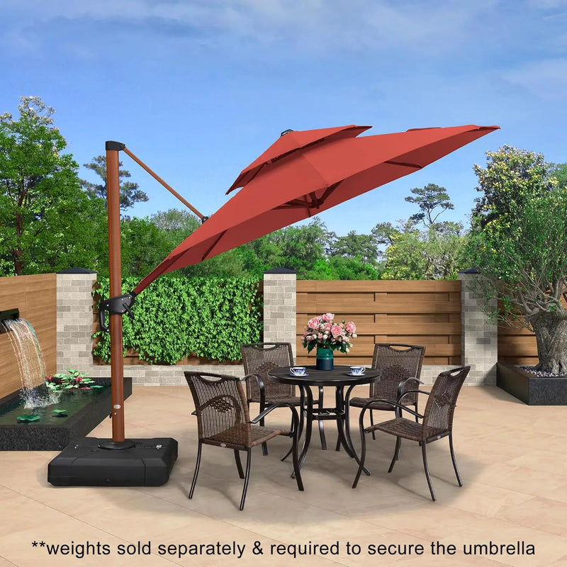 PURPLE LEAF 10ft Patio Umbrella Outdoor Round Umbrellas Large Cantilever Umbrella Windproof Offset Umbrellas Heavy Duty Sun Umbrella for Garden Deck Pool Patio, Brick Red by GreenHaven Gardens