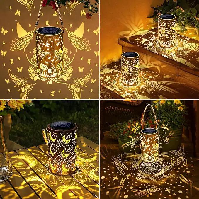 Toodour Solar Lantern Outdoor, Dragonfly Gifts for Women Mom Grandma Hanging Solar Outdoor Lights Waterproof, Hollow Out Retro Metal Dragonfly Lights for Patio, Balcony, Walkway, Yard Decorations by GreenHaven Gardens