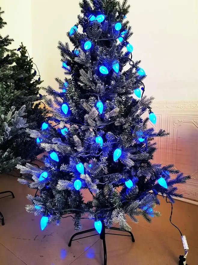 C9 Christmas Lights Outdoor 50 LED Blue Strawberry 34.5ft Waterproof Xmas String Light for Garden Yard Home Party Holiday Christmas Tree Indoor Decoration(Blue) by GreenHaven Gardens