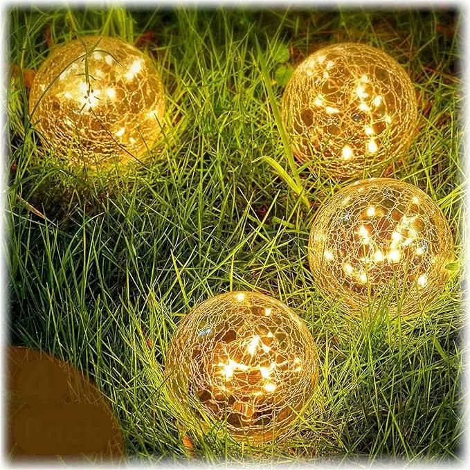 Honoson 4.7 Inch Solar Globe Lights Outdoor Waterproof, Solar Balls for Garden Cracked Glass Ball, Ground Landscape Garden Decor for Patio and Yard Lawn Backyard (4 Pieces) by GreenHaven Gardens