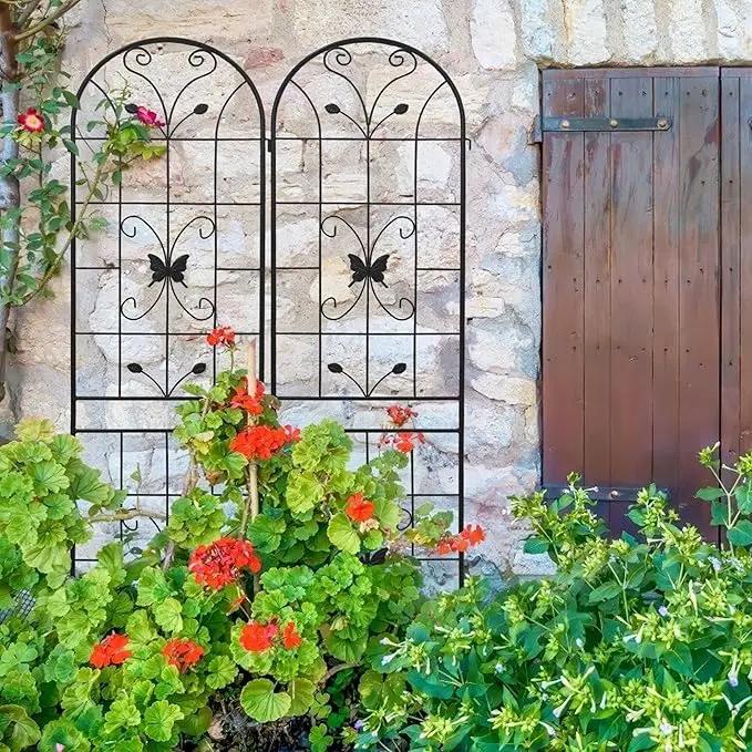 2 Pack Metal Garden Trellis 86.7" Black Fence Rustproof Garden Trellis for Climbing Plants Support Roses Flower Outdoor Lawn, Black by GreenHaven Gardens