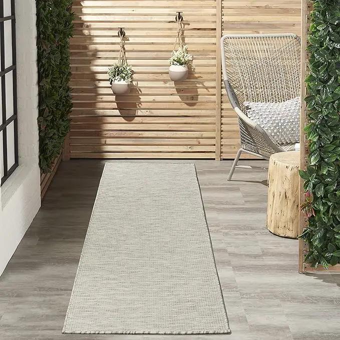 Nourison Positano Indoor/Outdoor Light Grey 2'2" x 10' Area Rug, Easy Cleaning, Non Shedding, Bed Room, Living Room, Dining Room, Backyard, Deck, Patio (2x10) by GreenHaven Gardens