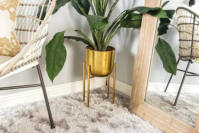 Deco 79 Metal Deep Recessed Dome Planter, Set of 3 24", 20", 16" H, Gold & CosmoLiving by Cosmopolitan Metal Indoor Outdoor Dome Planter with Removable Stand, Set of 2 19", 22" H, Gold by GreenHaven Gardens