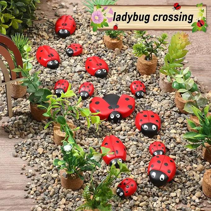 Gerrii 18 Pcs Small Resin Ladybugs Garden Decor Stones Holiday Ladybug Garden Yard Decorations Outdoor 4 Size Ladybug Mom Gifts Lady Bugs Yard Decorations by GreenHaven Gardens