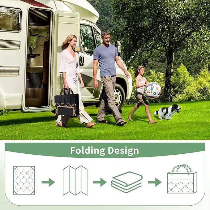 GENIMO 4 ' x 6 ' Outdoor Rug for Patio Clearance, Waterproof Indoor Outdoor Plastic Straw Rugs Carpet, Reversible Outside Area Rv Mat for Camping, Balcony Porch, Deck, Picnic, Beach (Black & Brown) by GreenHaven Gardens