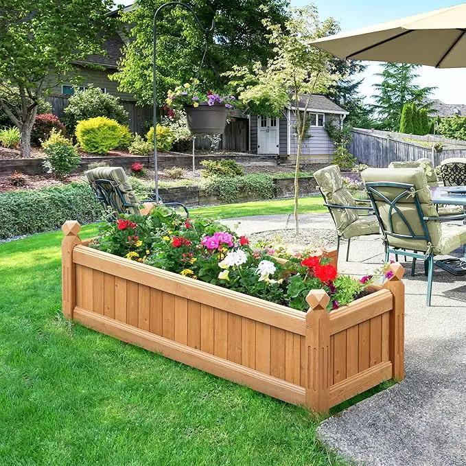 Yaheetech 43.5″ L×16″ W×14″ H Wooden Raised Garden Bed, Horticulture Wood Rectangular Garden Planter Outdoor, Raised Planter Box for Yard/Greenhouse/Vegetable/Flower/Herbs, Light Brown by GreenHaven Gardens