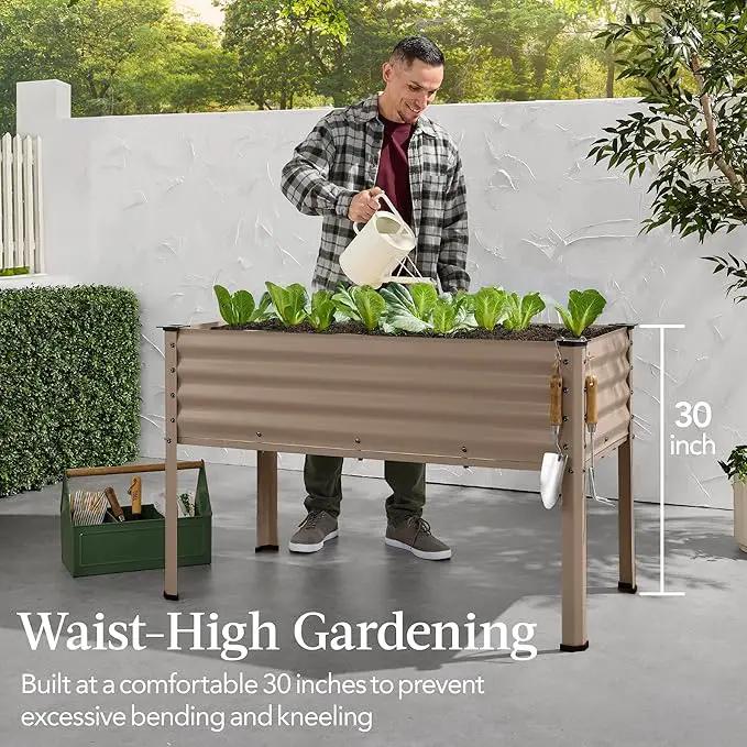 Best Choice Products 48x24x30in Galvanized Raised Garden Bed, Metal Elevated Planter Box, Vegetable Garden for Backyard, Patio, Balcony - Taupe by GreenHaven Gardens