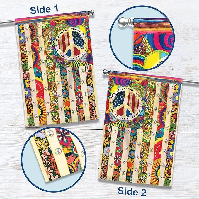 FLAGWIX Peace Hippie Flag - Decorations For Home, Outside, House Flag 30x40, People Living Life In Peace Hippie Flag - USA House Garden Flags - Decorative Outdoor Flags by GreenHaven Gardens