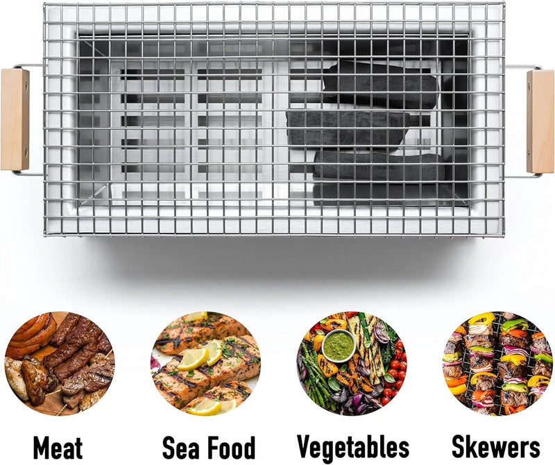 MG-168 Mini Yakitori Grill – Japanese Style Tabletop Charcoal Hibachi BBQ – Portable Binchotan Grill for Authentic Japanese Grilling – Perfect for Outdoor, Camping, or Home Use by GreenHaven Gardens