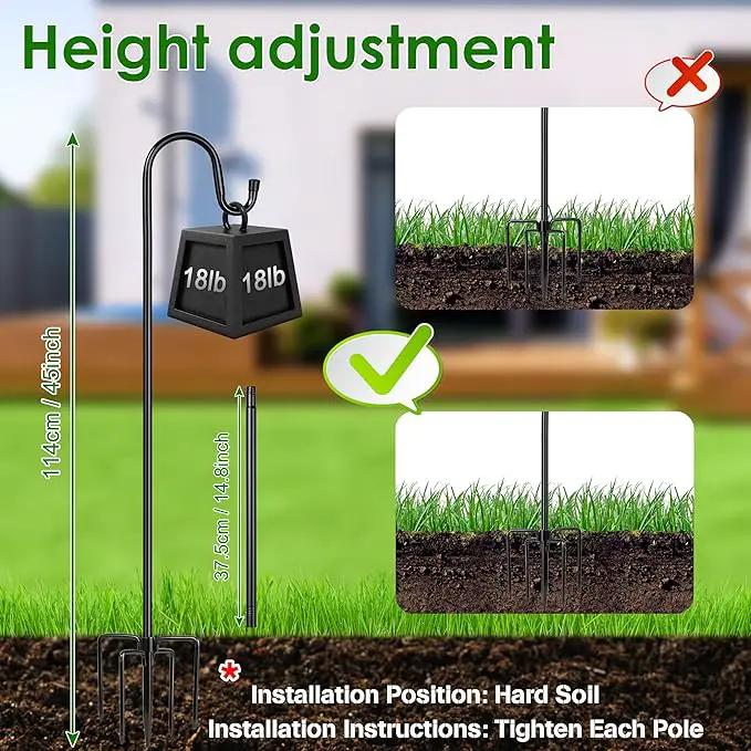 XDW-GIFTS Bird Feeder Pole for Outdoor, 45 Inch Shepherds Hooks Heavy Duty Garden Pole for Hanging Plant Basket, Solar Light Lanterns, Garden Plant Hanger Stands with 5 Base Prongs by GreenHaven Gardens
