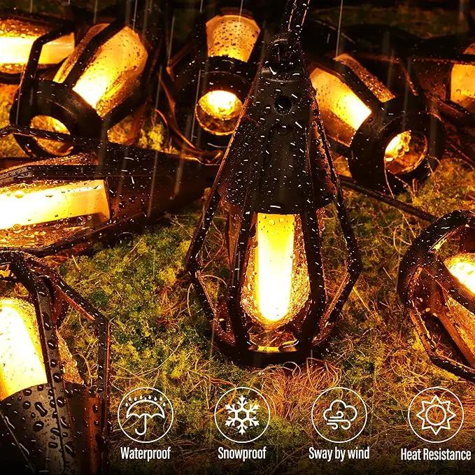 Solar Flame String Lights - 48ft 15 LED Lights Outdoor Solar String Lights for Garden Patio Decoration by GreenHaven Gardens