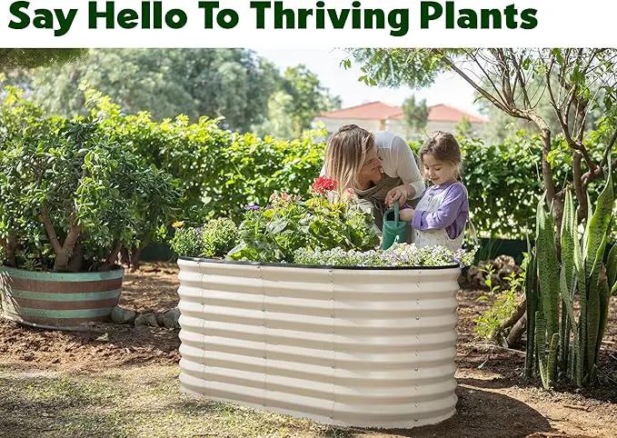 Galvanized Raised Garden Beds Outdoor // 4×2×2 ft Planter Raised Beds for Gardening, Vegetables, Flowers // Large Metal Garden Box (White) // Patented Tool-Free Design by GreenHaven Gardens