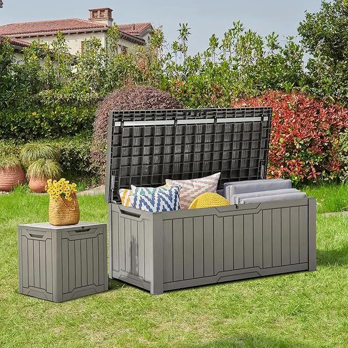 YITAHOME 120 Gallon Outdoor Storage Deck Box with Cushion, Large Resin Patio Storage for Outdoor Pillows, Garden Tools and Pool-Supplies, Waterproof, Lockable (Taupe) by GreenHaven Gardens