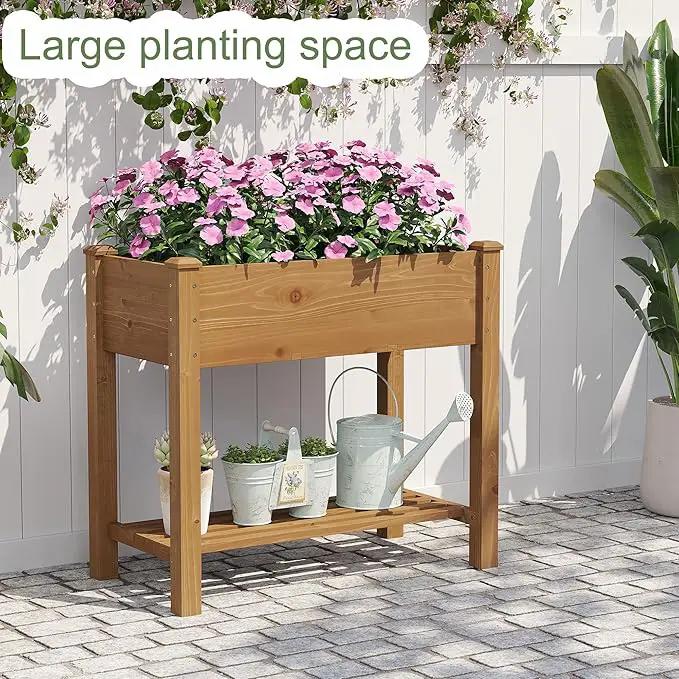 GHWIE Raised Garden Bed with Legs, Elevated Wood Planter Box for Vegetables, Flowers, Patio, Balcony, with Liner by GreenHaven Gardens