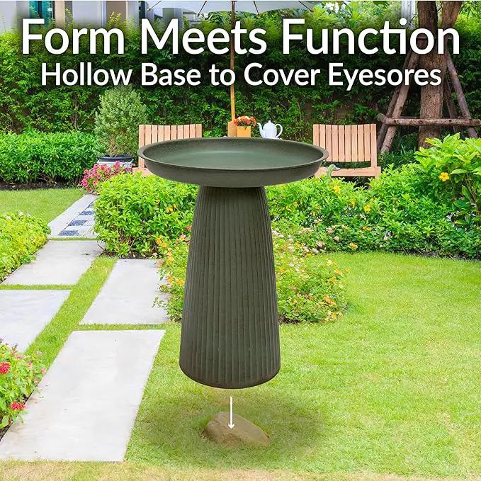 Sunnydaze Gleeful Garden Metal Bird Bath for Outdoors - Large Decorative Iron Birdbath - 23-Inch - Matte Green by GreenHaven Gardens