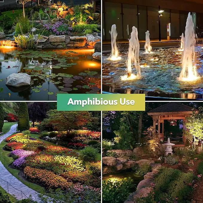 POPOSOAP Solar Pond Lights, 3-in-1 Warm White Underwater Pond Lights, IP68 Waterproof LED Landscape Spotlights for for Pond, Garden, Patio, Fountain, Pool, Waterfall Decoration(3 Head Lamp) by GreenHaven Gardens