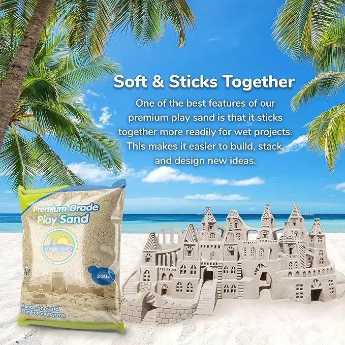 Classic Sand and Play Sand for Sandbox, Table, Therapy, and Outdoor Use, 20 lb. Bag, Natural, Non-Toxic, Wet Castle Building for Creativity and Stimulates Sensory Skills by GreenHaven Gardens