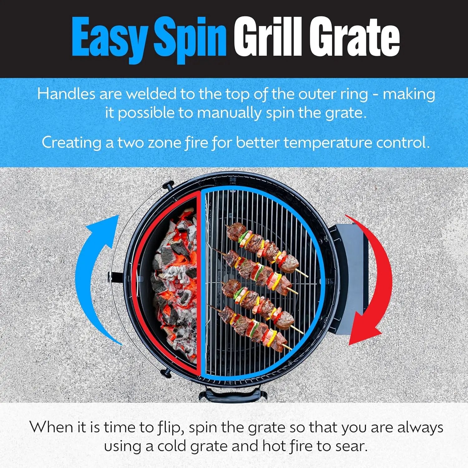 SnS Grills Original Kettle Charcoal Grill with Patented Slow 'N Sear Deluxe Insert and EasySpin Grate for Two-Zone Cooking, Low ‘N Slow Smoking and BBQing - Black 22-Inch by GreenHaven Gardens
