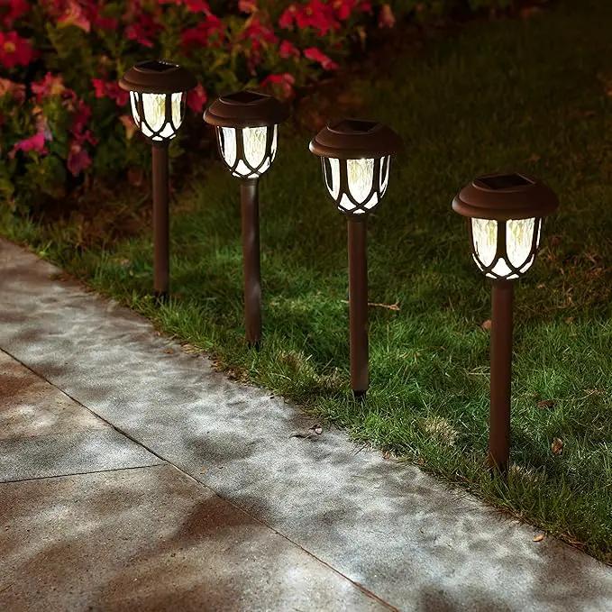 10 Pack Solar Lights Outdoor Decorative Garden Yard Lights for Pathway Walkway Sidewalk Driveway. (Brown, Warm White) by GreenHaven Gardens