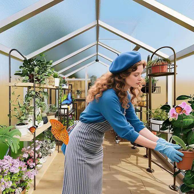 6 x 6 FT Greenhouse, Greenhouses for Outside, Polycarbonate Greenhouse with Aluminum Frame, Lockable Door and Ajustable Roof Vent for Backyard, Green Houses for Outside Garden Backyard, Patio by GreenHaven Gardens