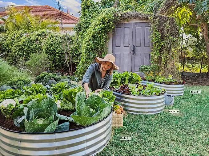 Galvanized Raised Garden Beds Outdoor // 8×4×1 ft (2-Pack) Planter Raised Beds for Gardening, Vegetables, Flowers // Large Metal Garden Box // Patented Tool-Free Design (Silver) by GreenHaven Gardens