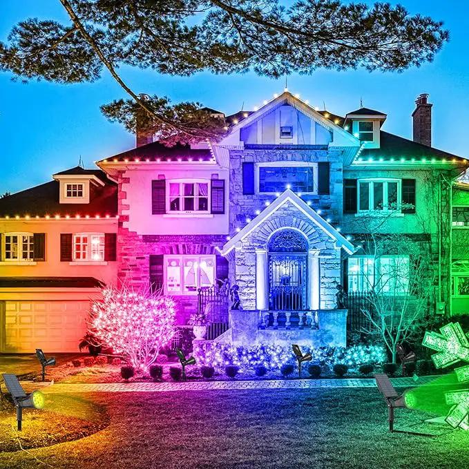T-SUN Solar Spotlights for Outsides, Christmas Solar Lights Outdoor Waterproof, Color Changing Solar Landscape Spotlights, Auto ON/Off Solar Garden Pond Light for Yard, Trees, Driveway, Patio(4 Pack) by GreenHaven Gardens