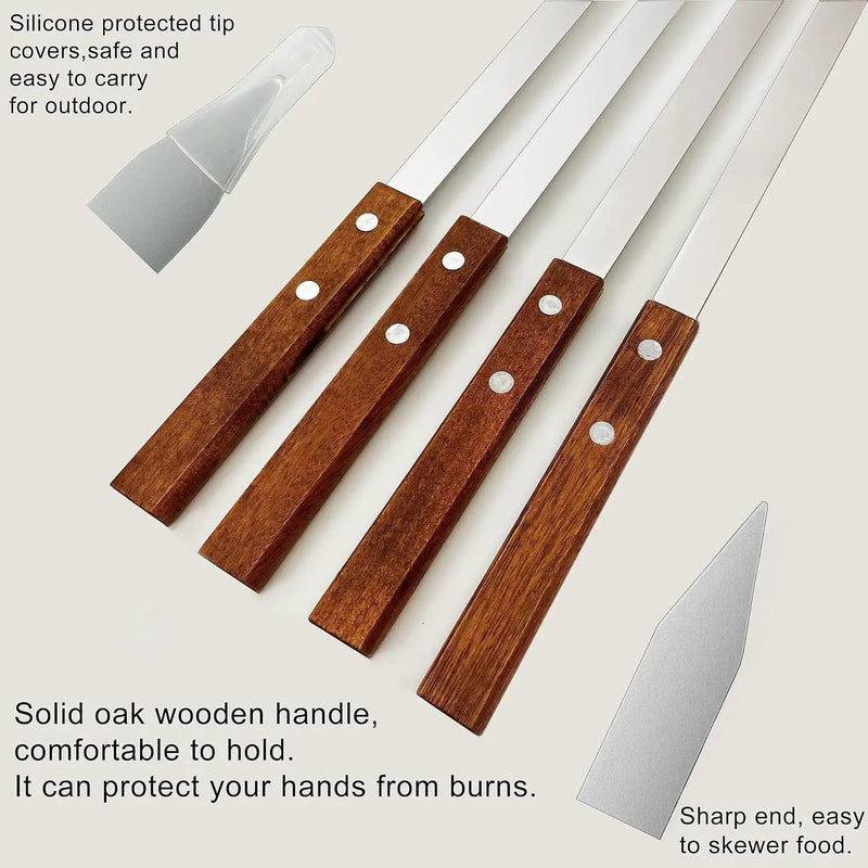 23.6 Inch Skewers for Kabobs 0.62 Inch Wide Kebab Skewer 8 Pack Reusable Metal Skewers for Grilling Long Kebab Stick Large Size Heavy Duty Kabob Sticks BBQ Skewer Set Stainless Steel. by GreenHaven Gardens