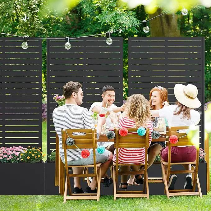 Casaphoria Metal Raised Garden Bed with Trellis, 59"x30"x12" Planter Box for Climbing Plants, Vegetables & Vines, Features Drainage Holes and Privacy Screen (Black-Louvered) by GreenHaven Gardens