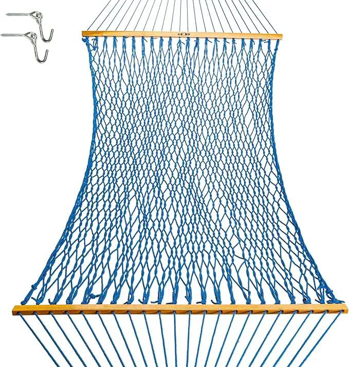 Original Pawleys Island 13DCCB Large Coastal Blue DURACORD Rope Hammock with Extension Chains & Tree Hooks, Handcrafted in The USA, Accommodates 2 People, 450 LB Weight Capacity, 13 ft. x 55 in. by GreenHaven Gardens