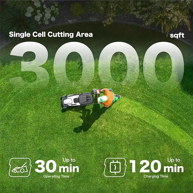 Litheli Lawn Mower 18" Electric Self Propelled for Garden Yards, Lightweight Cordless Lawn Mower Brushless with 6-Position Height Adjustment, 2 x 20V 4.0Ah Battery by GreenHaven Gardens